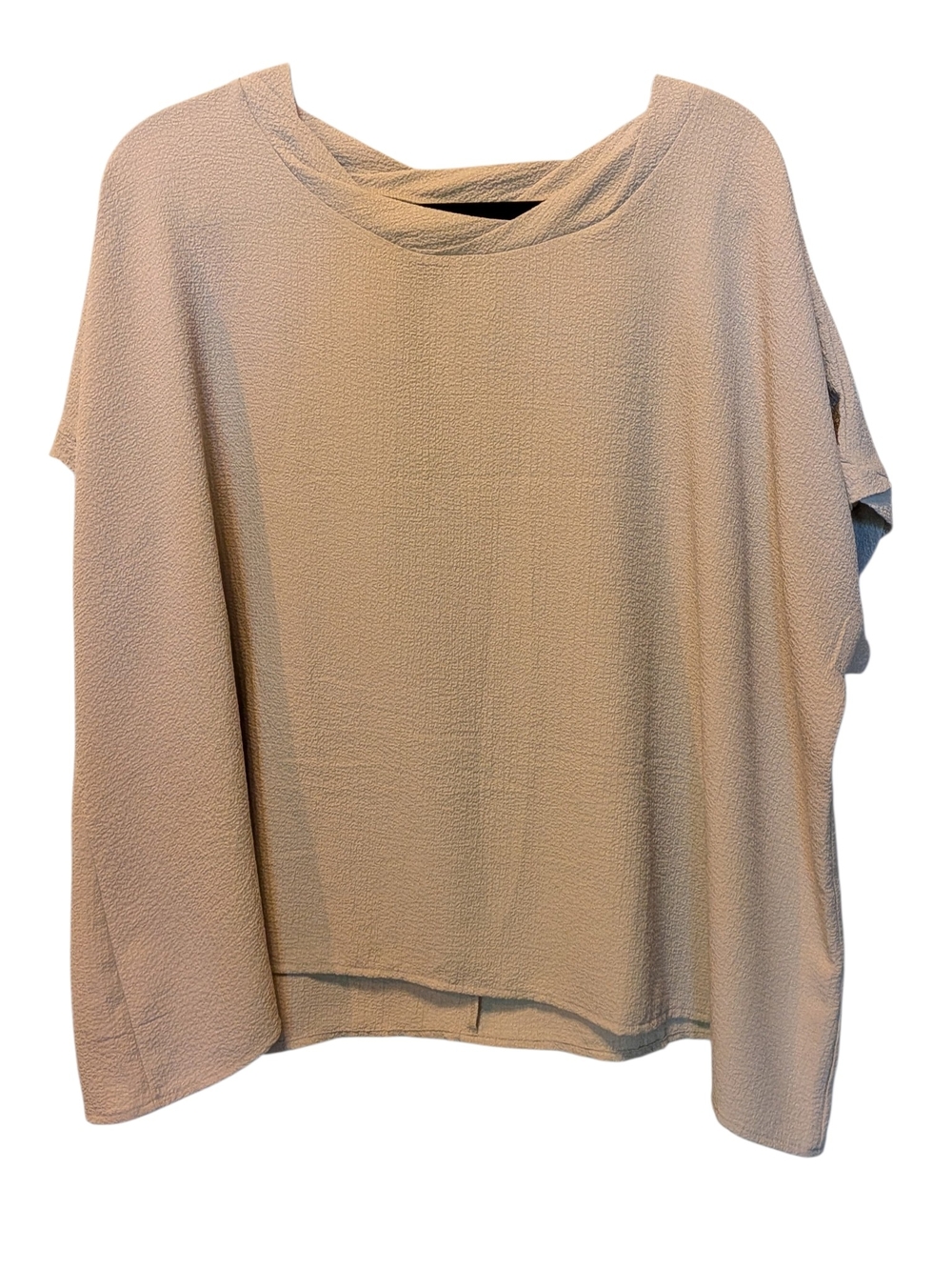 Zenana Outfitters Relaxed Textured Scoop-Neck Top - Taupe